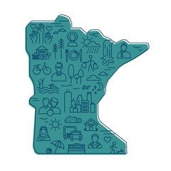 State of Minnesota with small images of people and activities