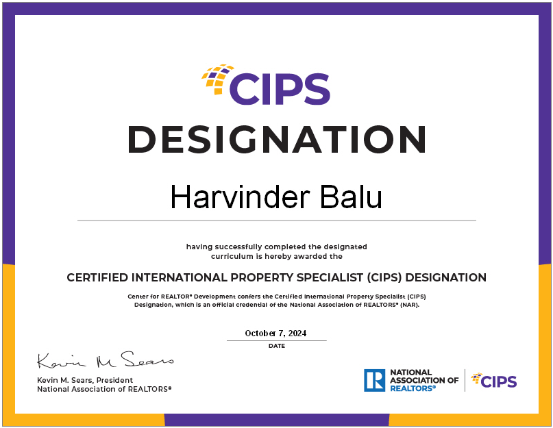 CIPS - Harvinder Balu, RealtorHarvinder