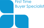 Blue abstract logo with the text "First Time Buyer Specialist".