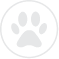 A white paw print in a circle on a white background.