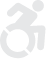 A silhouette of a person in a wheelchair on a white background.