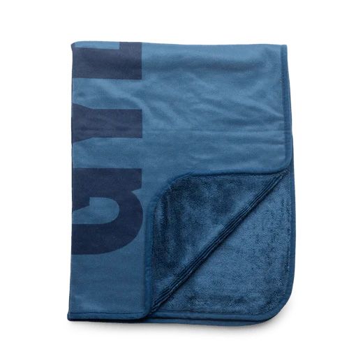 A blue blanket with the word army on it