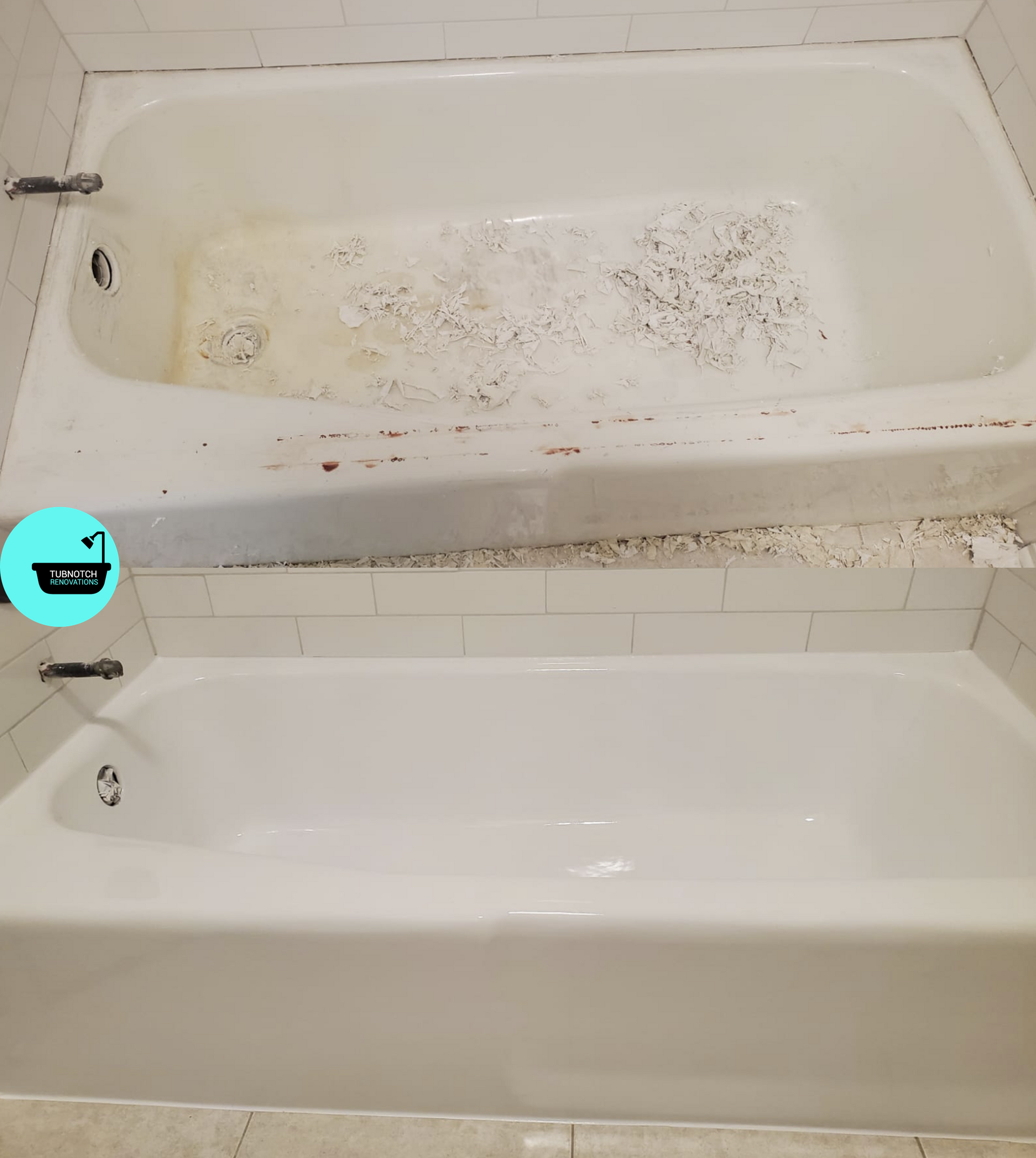 Bathtub fully stripped and refinished for a clean, inviting new look.