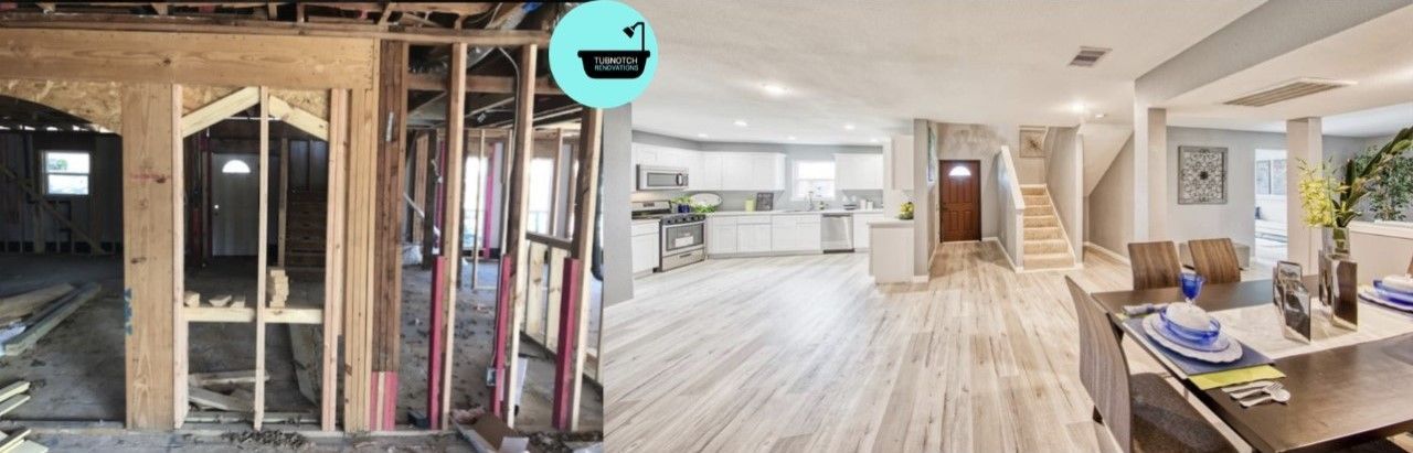 Full interior renovation creating a modern open‑concept space.