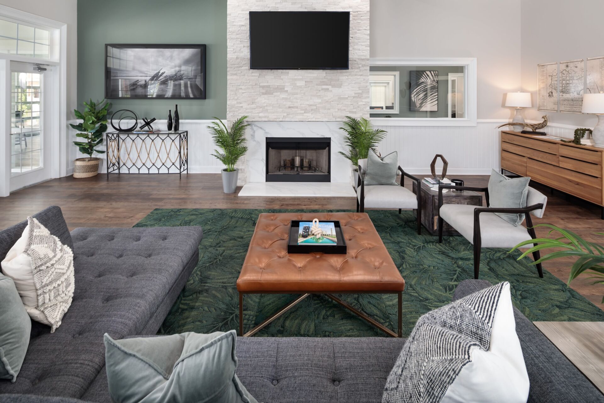 High Ceiling Clubhouse with TV and Sofa | Bryant at Summerville