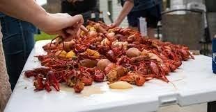 Cooked Crawfish In A Table - Denham Springs, LA - Ron’s Seafood Market
