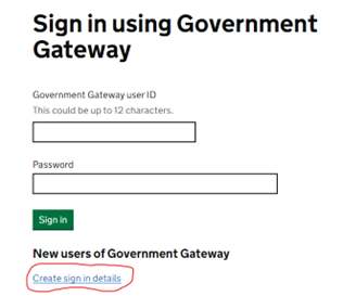 Create a new Government Gateway log in to submit a 60 day Capital Ga