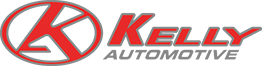 Kelly Auto logo with a red stylized K in an oval and the word “Kelly” in red text