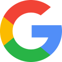 The google logo is a rainbow colored circle with the letter g in the middle.