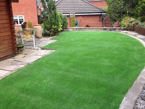 Artificial grass  with paved path