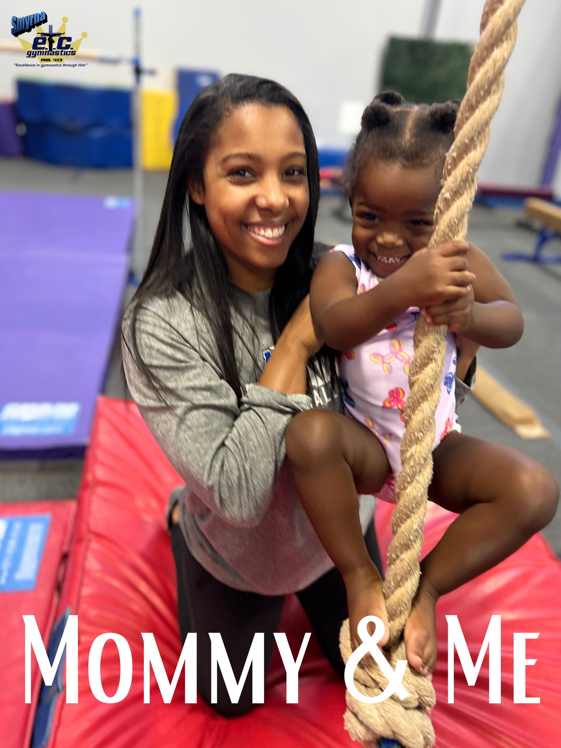 little girl in a gym with a woman