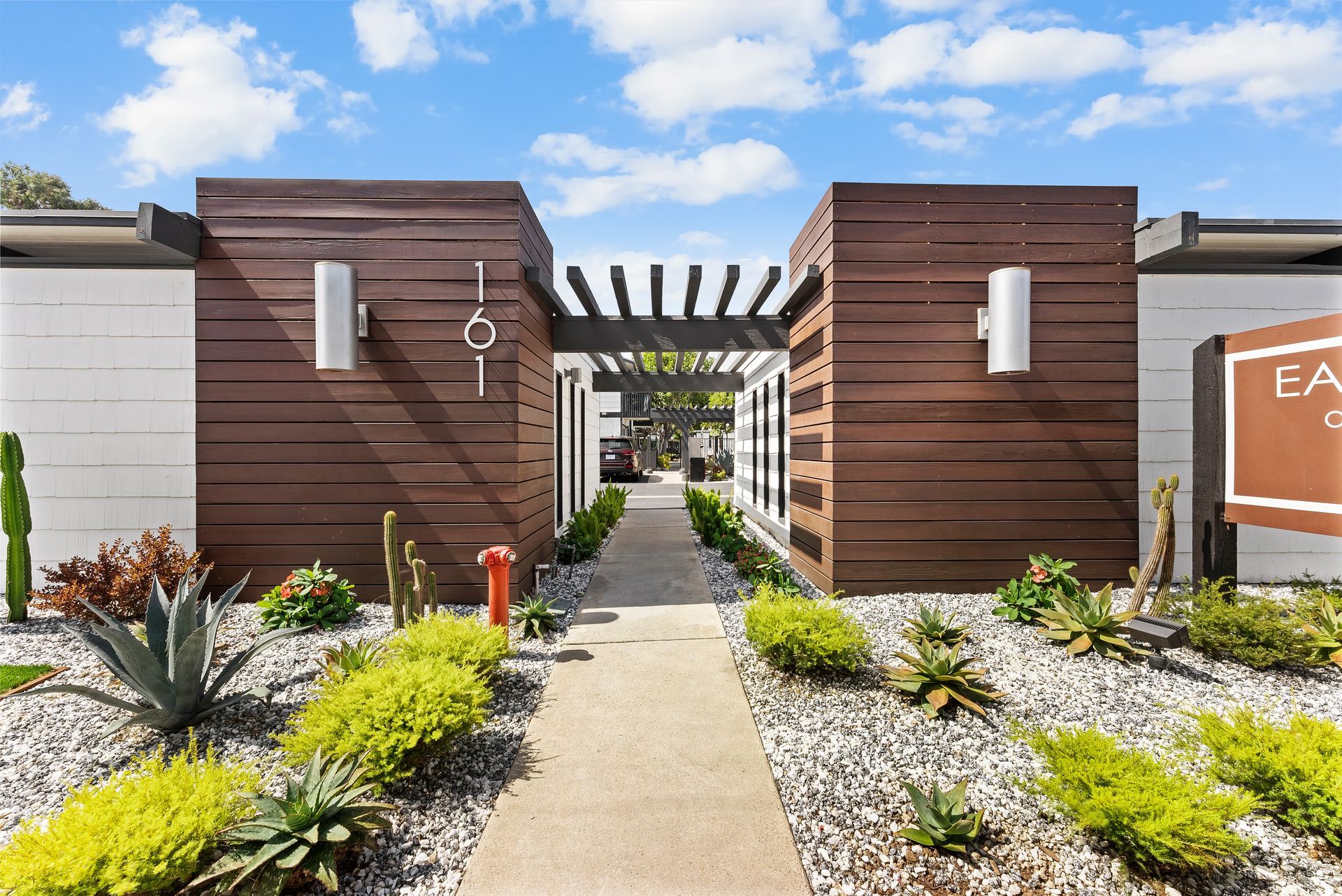 Entry with awning in between