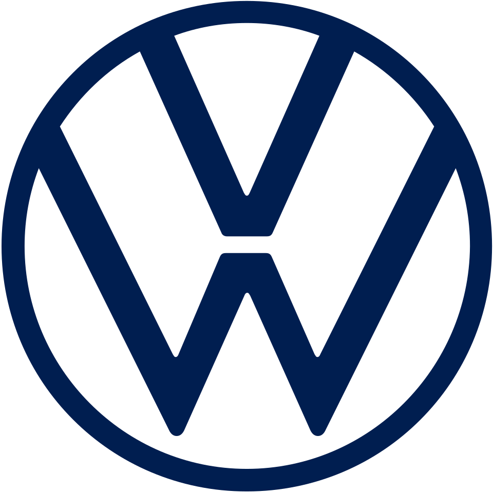 Volkswagen logo: dark blue "V" over "W" in a blue circle.