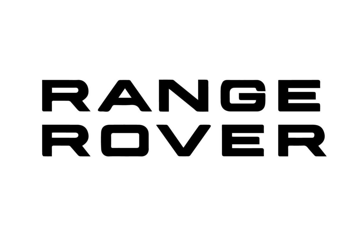 Range Rover logo in black block letters.