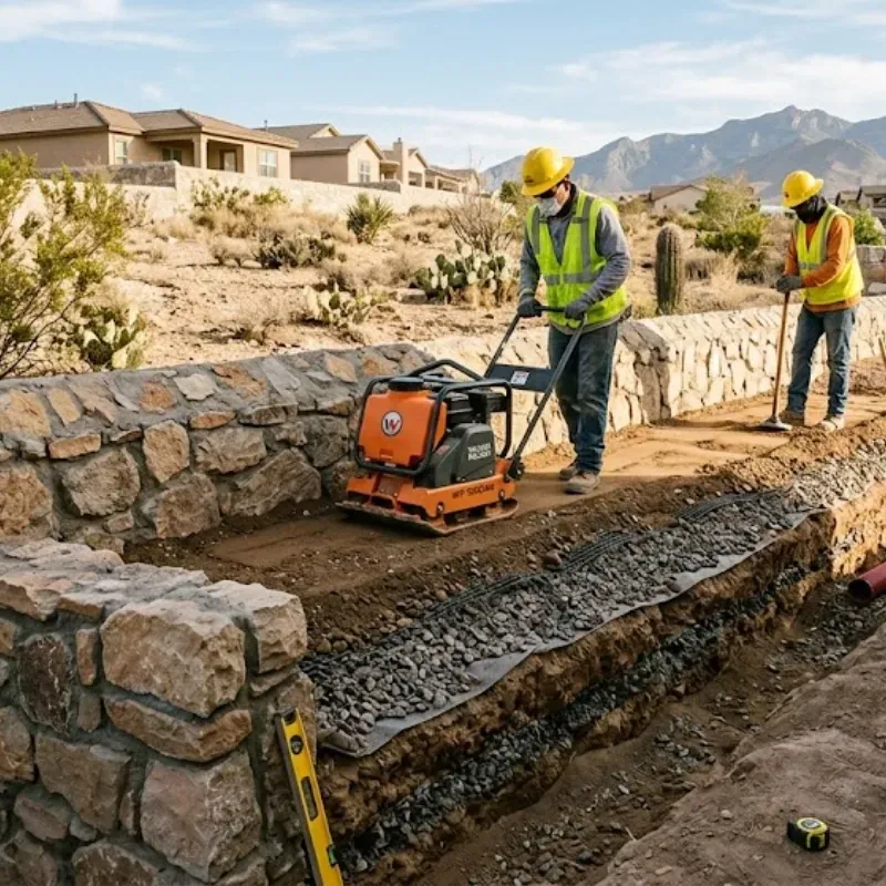 Backfill compaction retaining wall El Paso