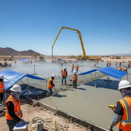 Commercial concrete installation Denver hot climate