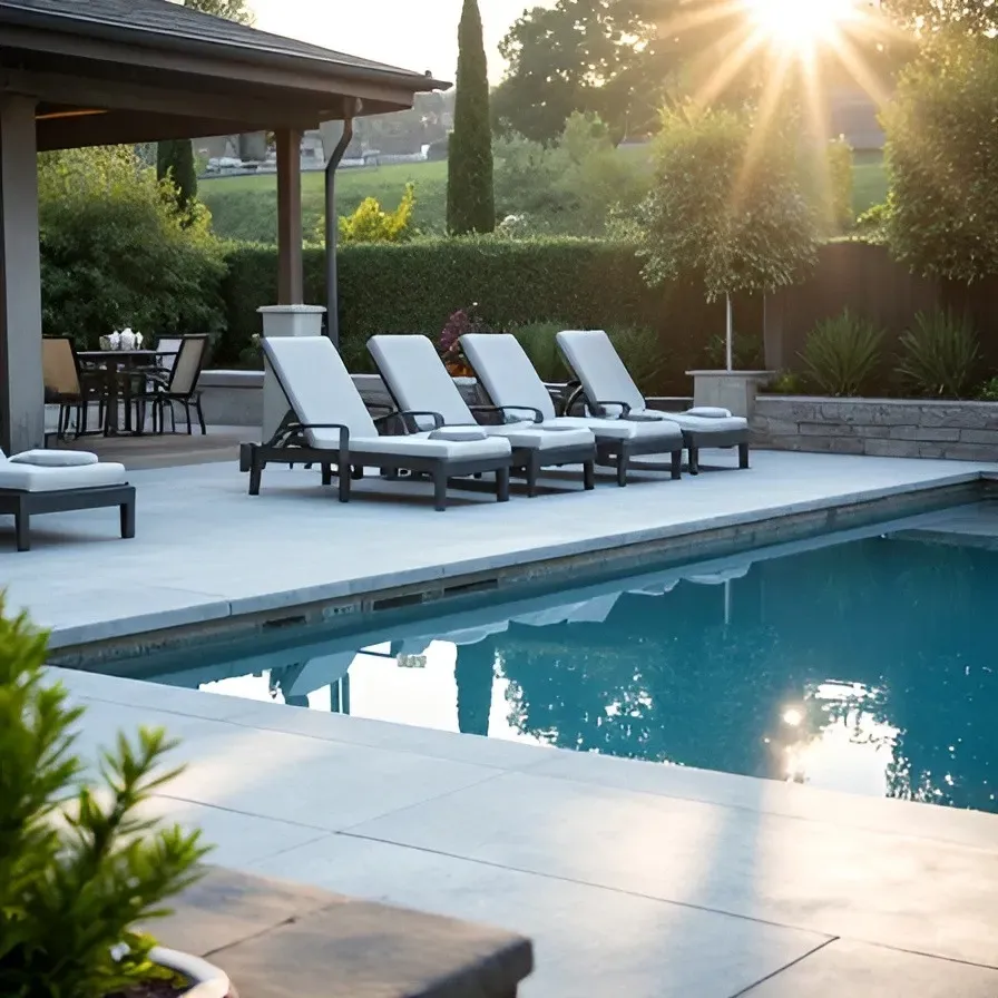 Concrete pool deck in El Paso, TX backyard
