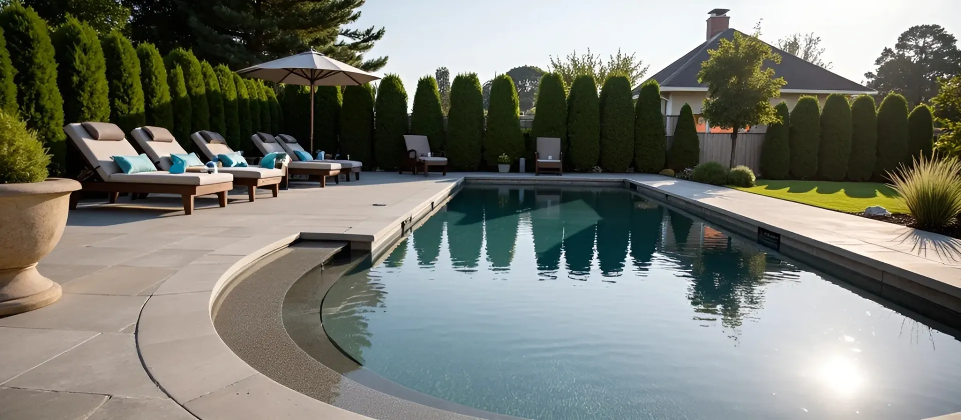 Concrete pool deck in El Paso, TX backyard