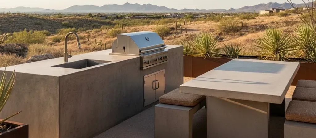 Durable concrete outdoor kitchen El Paso