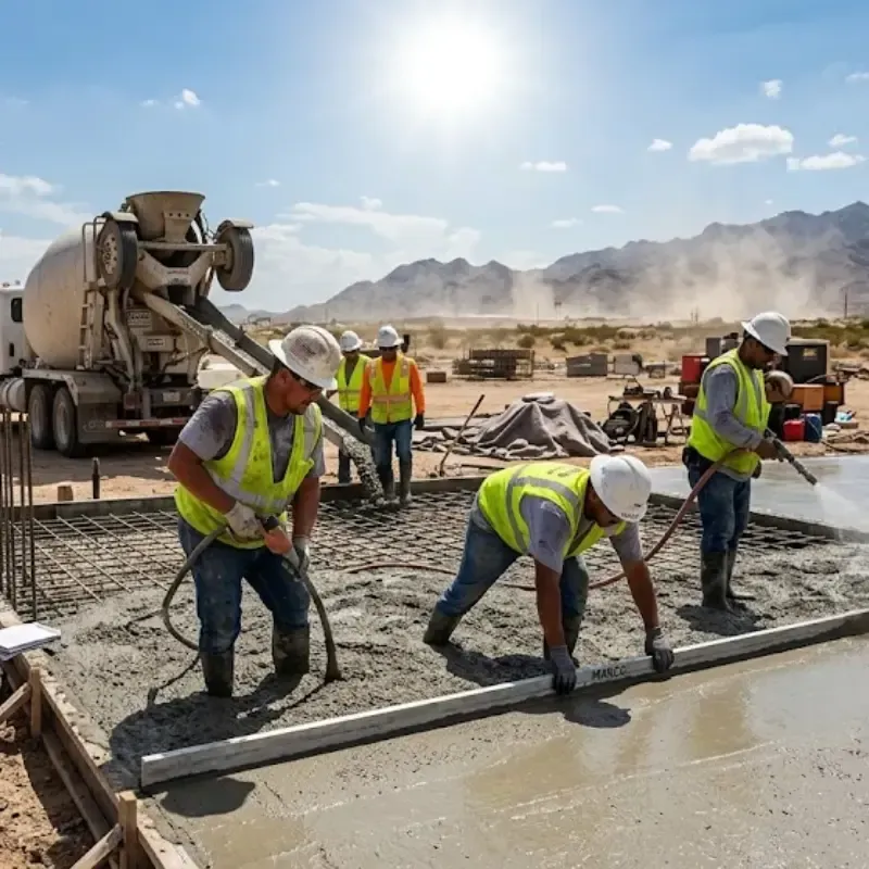 El Paso TX commercial concrete pour in extreme heat using advanced curing techniques for durability