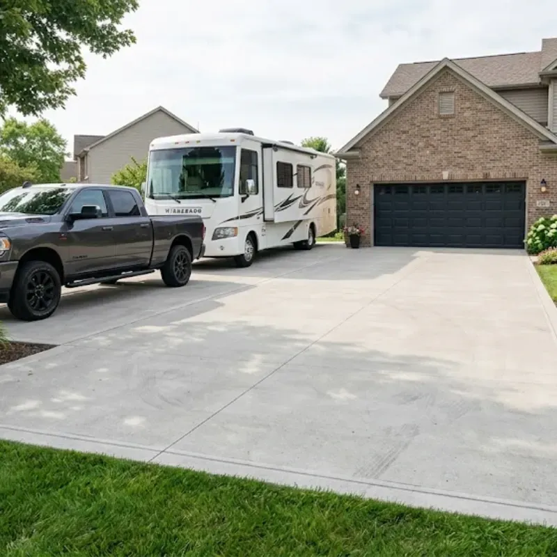 Lafayette concrete driveway designed for trucks and RVs with durable slab