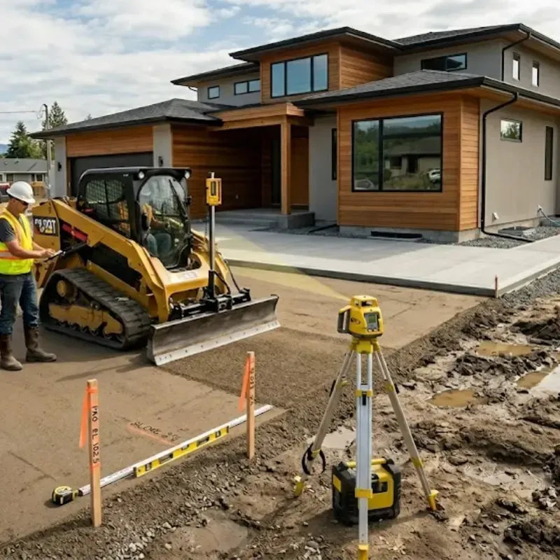 Precision concrete grading in El Paso TX creating level, slip-resistant driveway and sidewalk surfaces for long-term safety