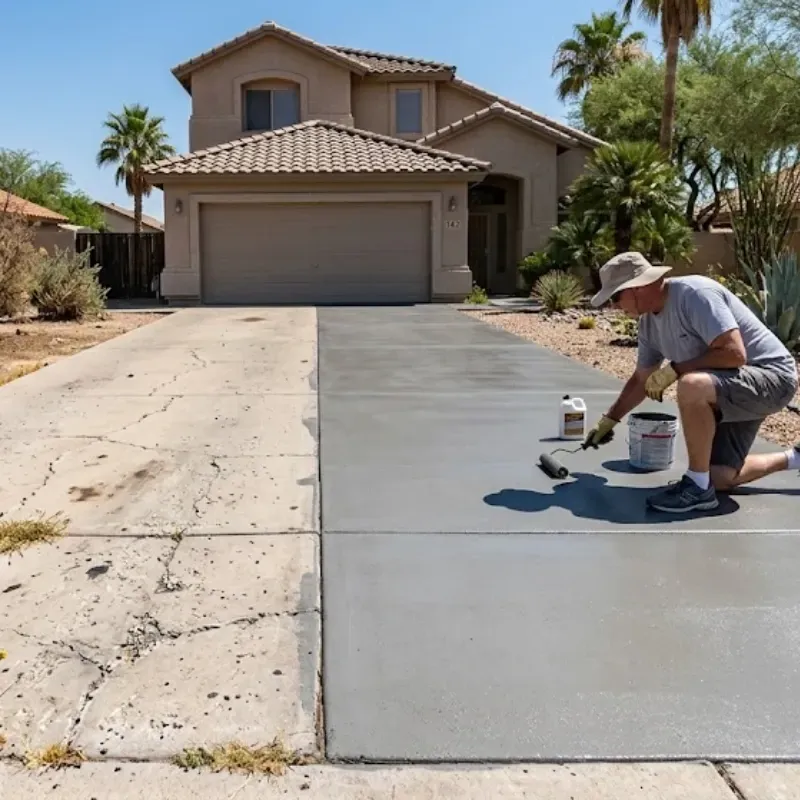 Well-maintained concrete driveway in Lafayette, Louisiana showing regular inspection, cleaning, and sealing to prevent cracks and extend lifespan in hot, dry conditions