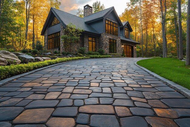 stunning luxury home driveway 