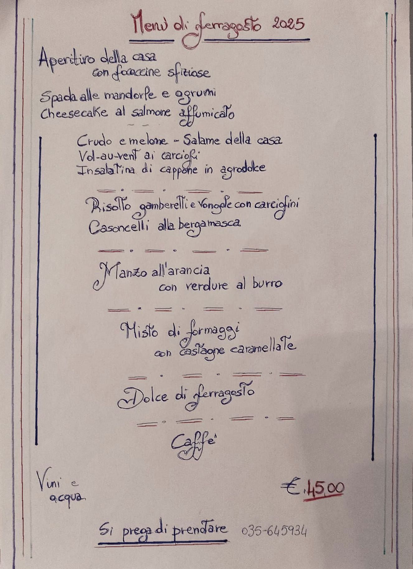 Menu Pasqua