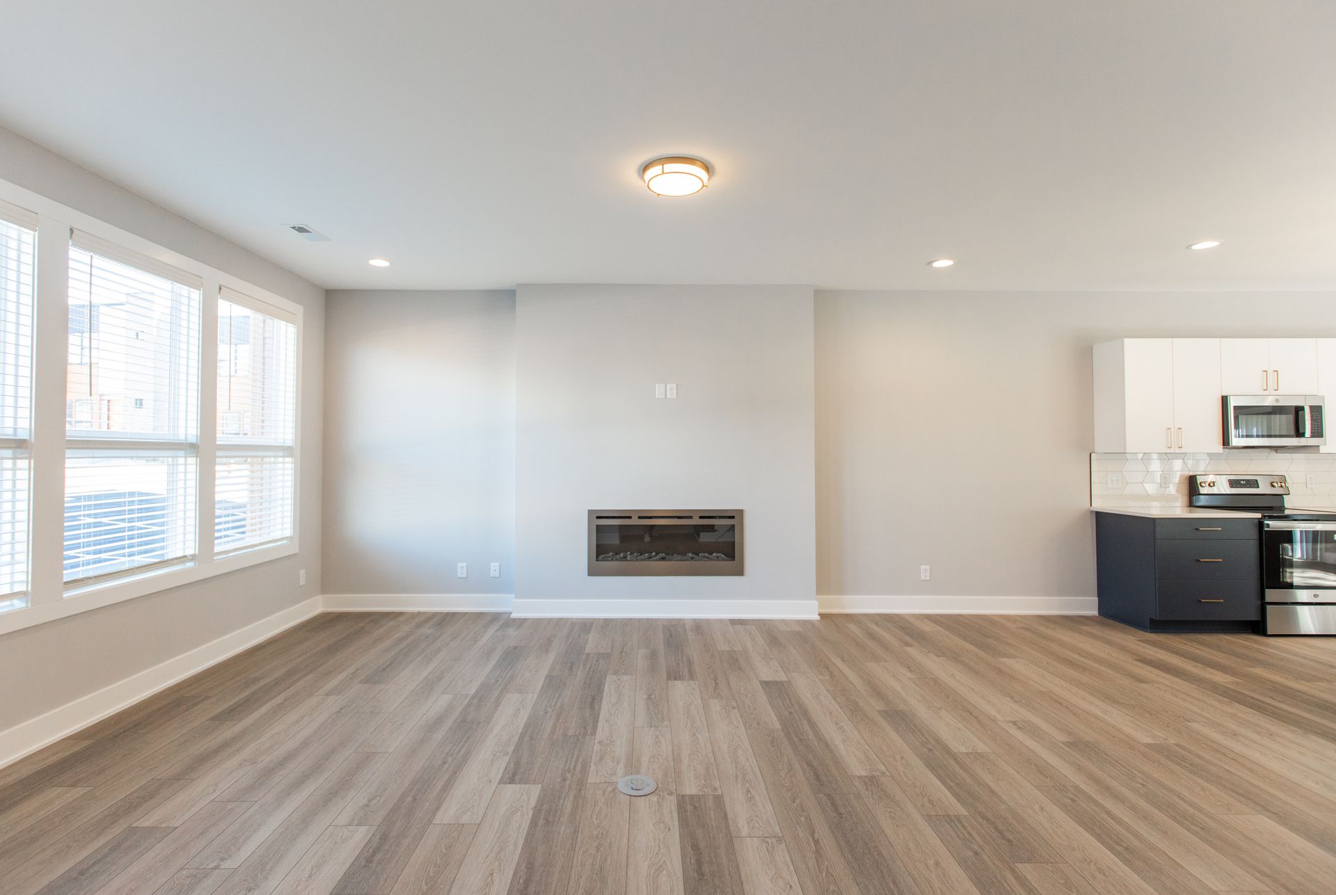 Living room with fireplace