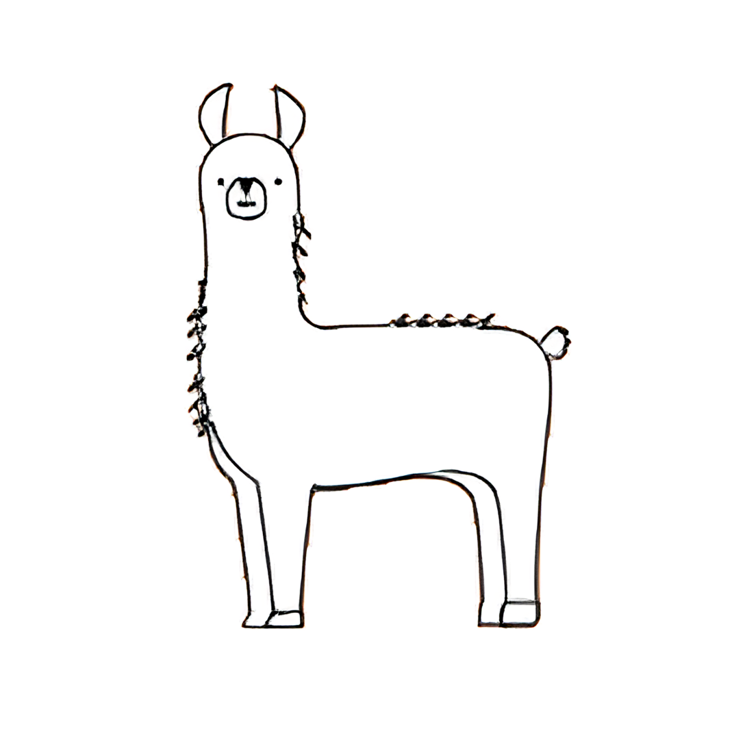 Outline of a standing llama.