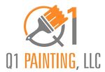 A logo for q1 painting llc with a paint brush