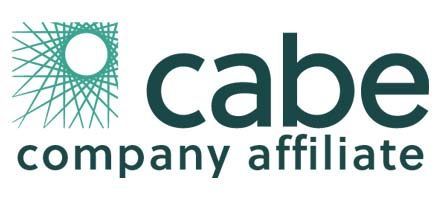 CABE company affiliate logo with teal geometric sunburst icon and dark green text