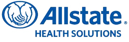 The allstate health solutions logo is blue and white.