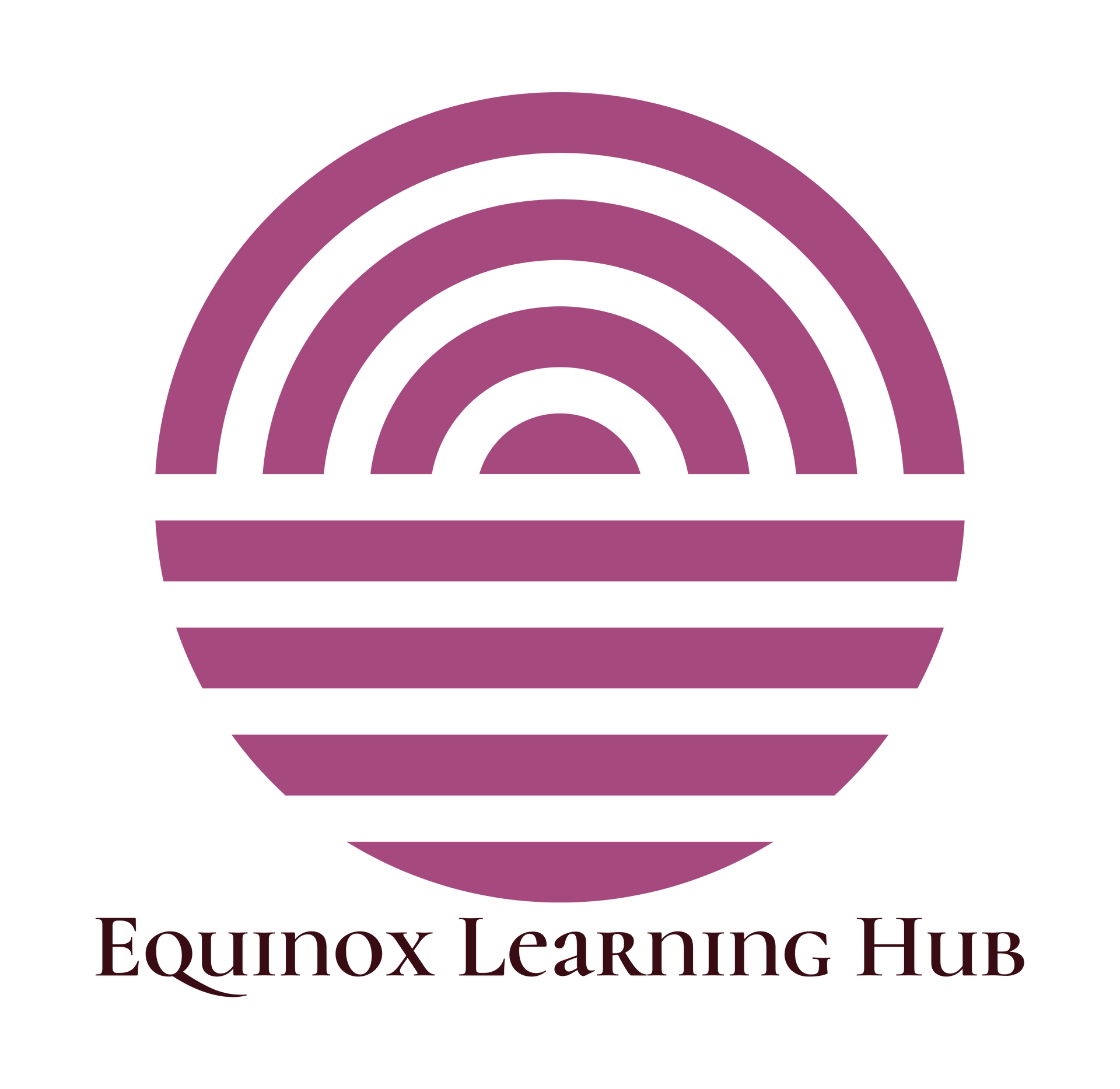 The equinox learning hub logo is purple and white