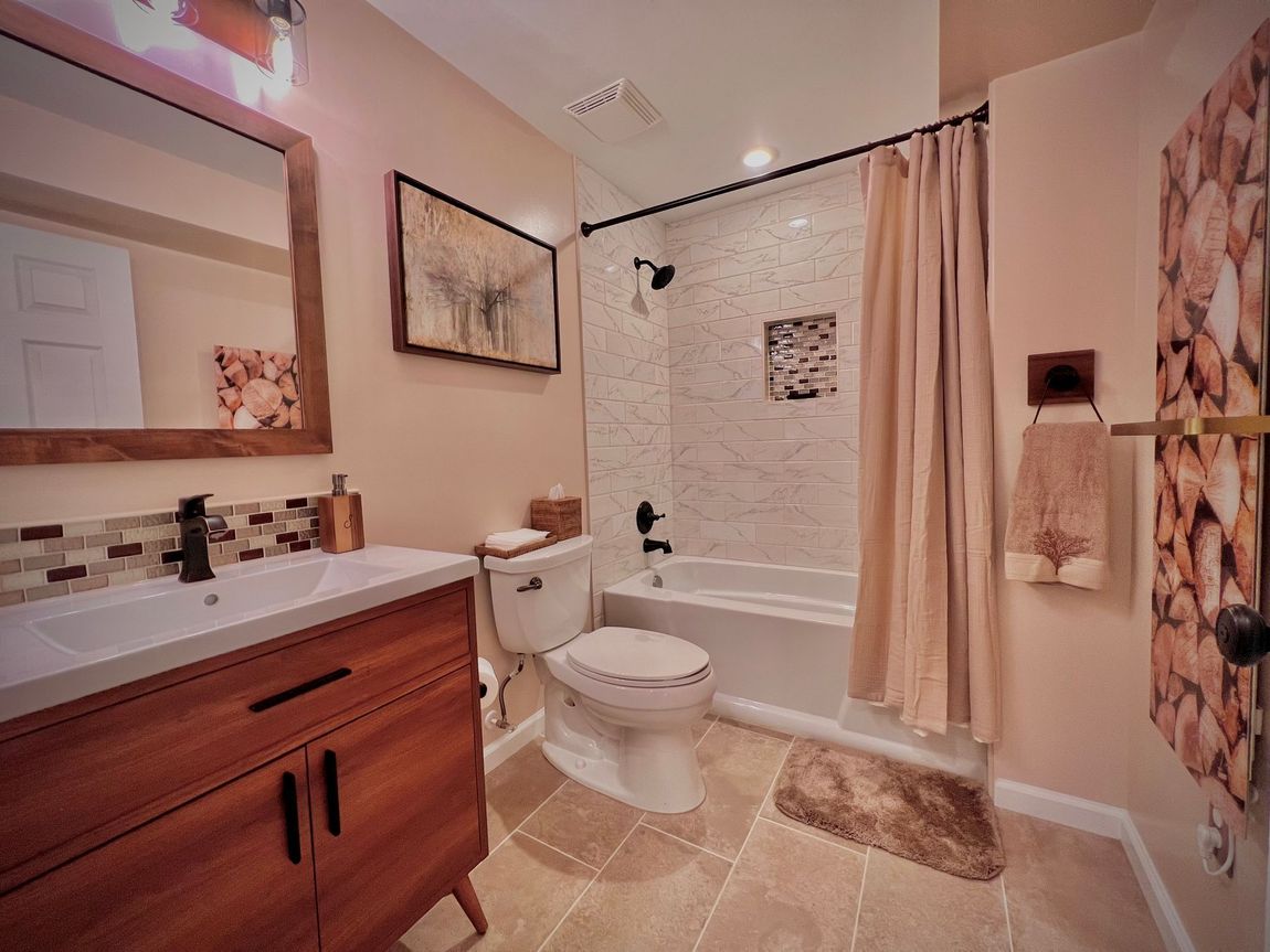 Freshly renovating bathroom with clean lines, custom fixtures, and spacious layout in Reisterstown, MD and Nearby areas