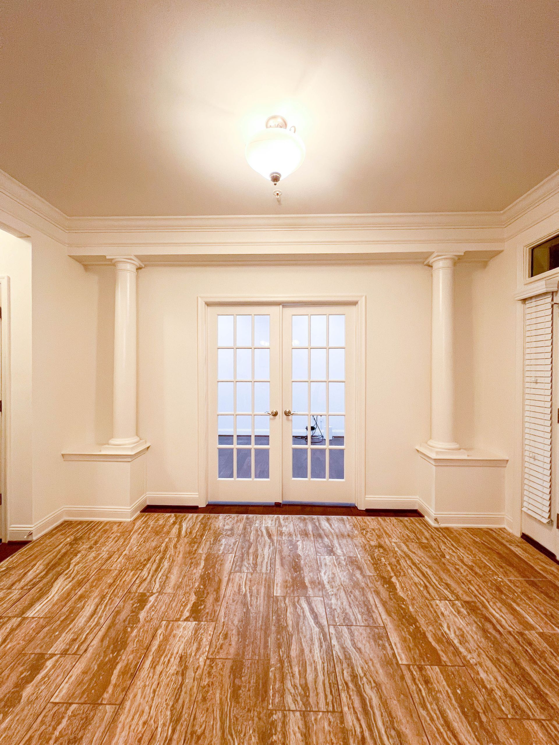 Unused dining room transformed into a stylish home office! We built a temporary wall