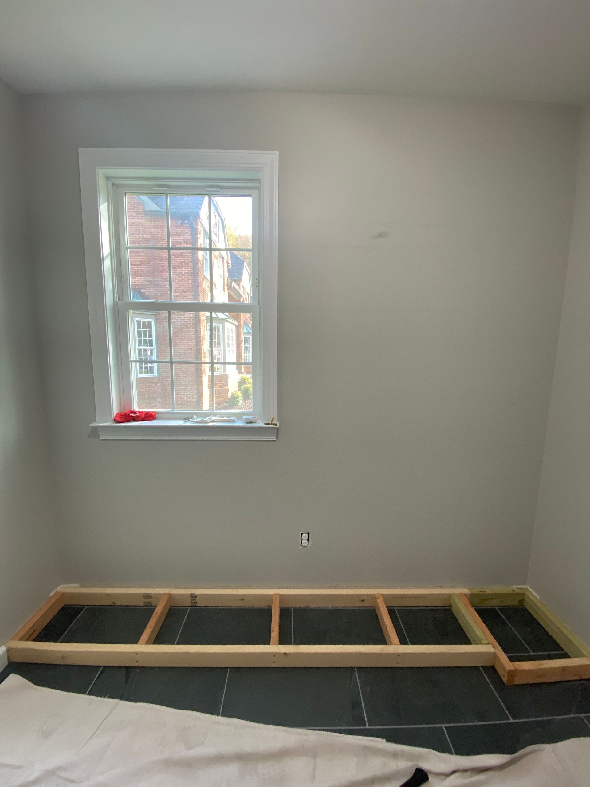 Mudroom built-in with bench and storage.