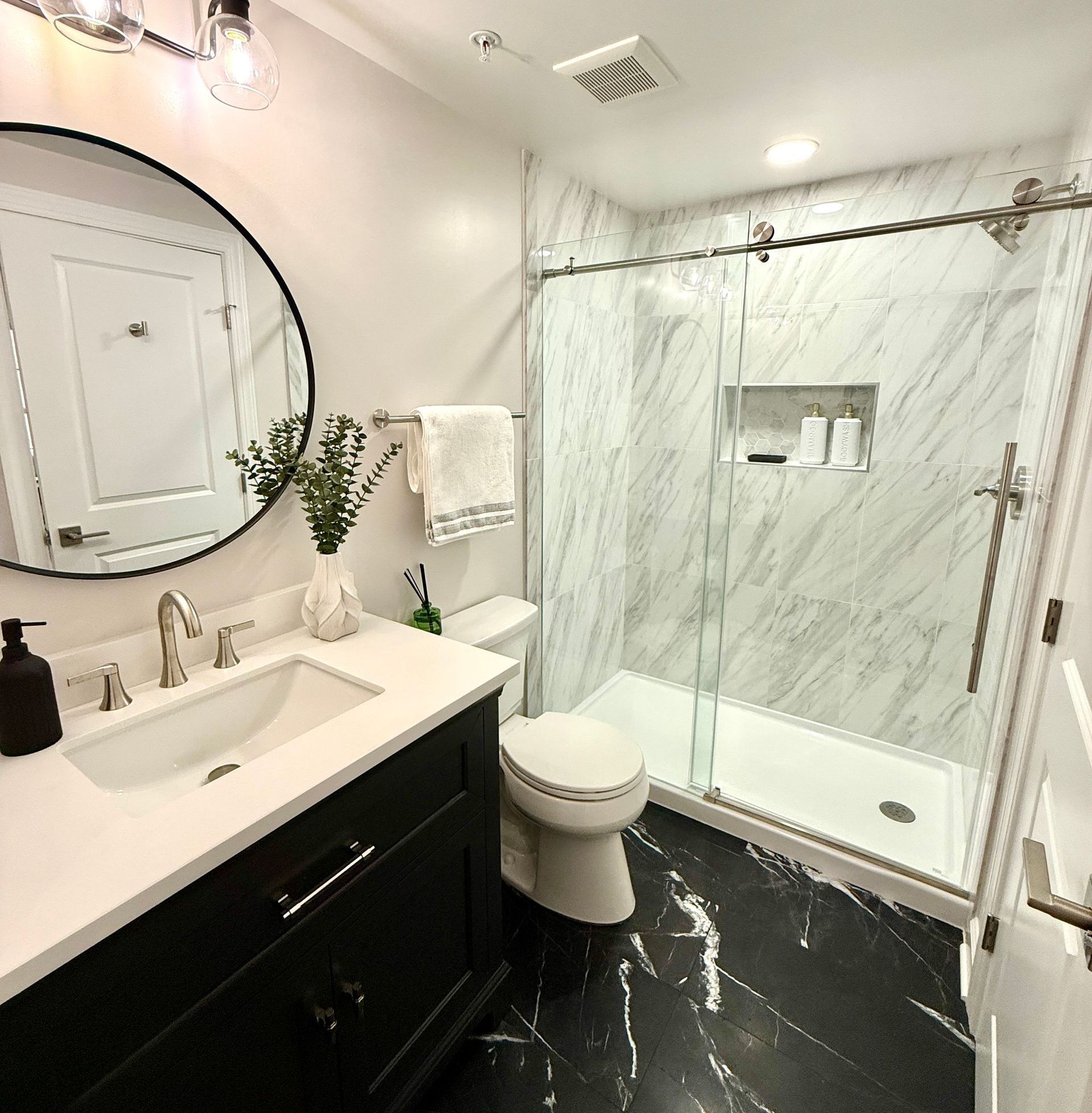 Convenient bathroom in your finished Ellicott City basement.
