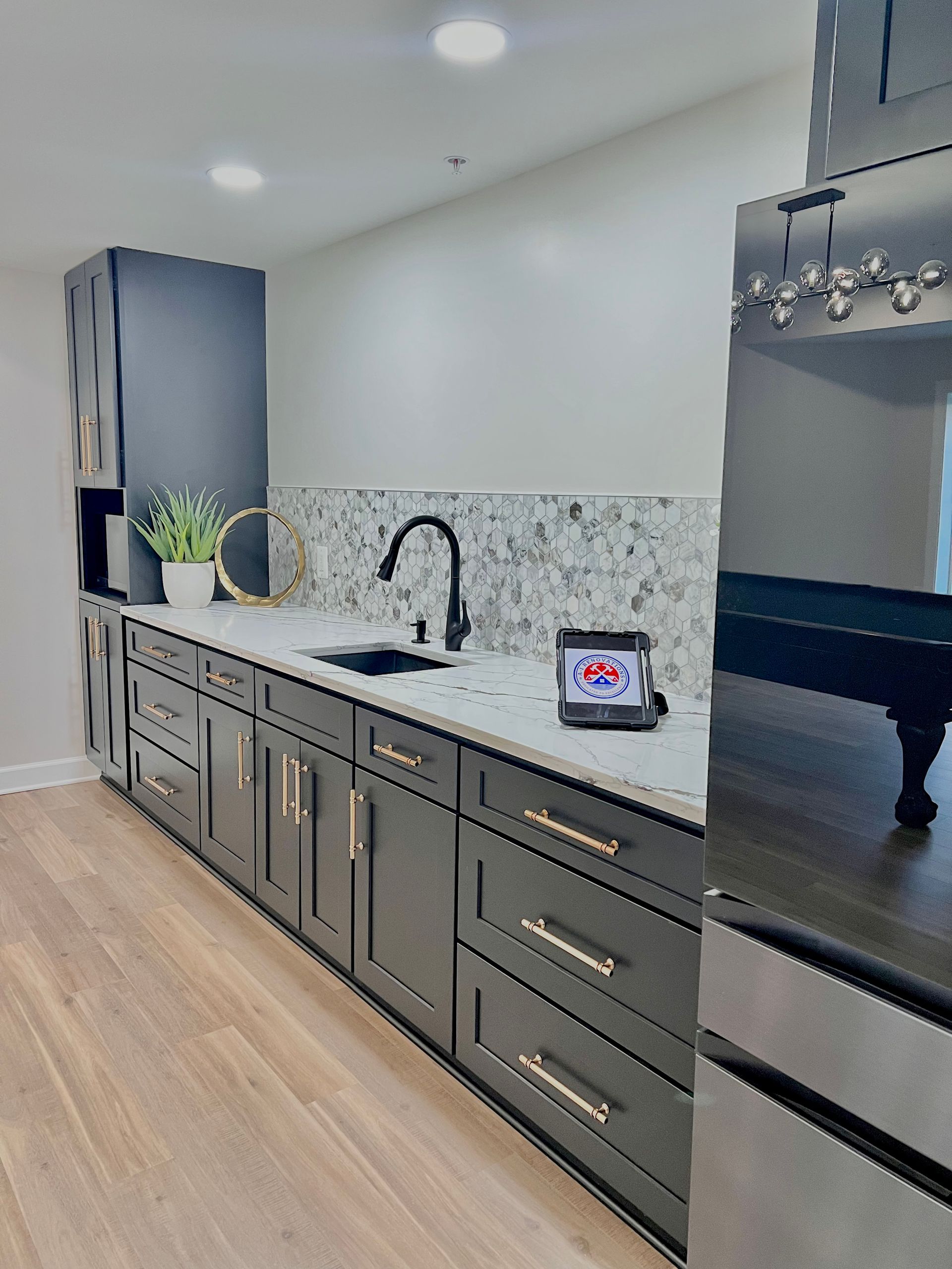 Stylish wet bar for your Ellicott City basement gatherings.