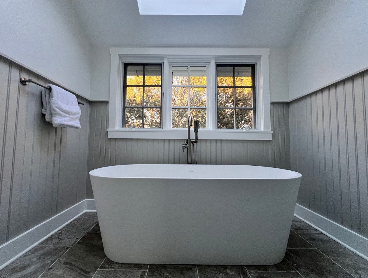 Sophisticated bathroom renovation with a freestanding tub and spa-like atmosphere in Westminster, MD.