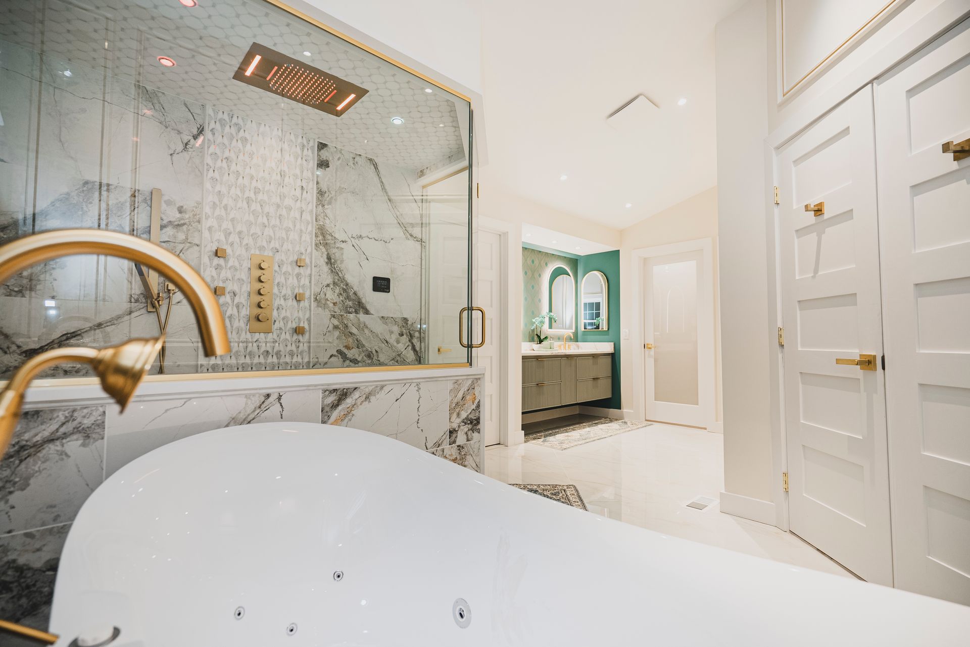Complete demo and structural rebuild of a 1980s style bathroom into a modern spa.