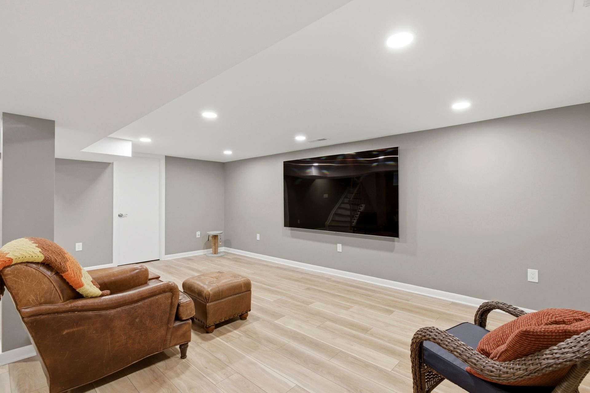 2026 modern basement wellness suite with sauna by A-1 Renovations.