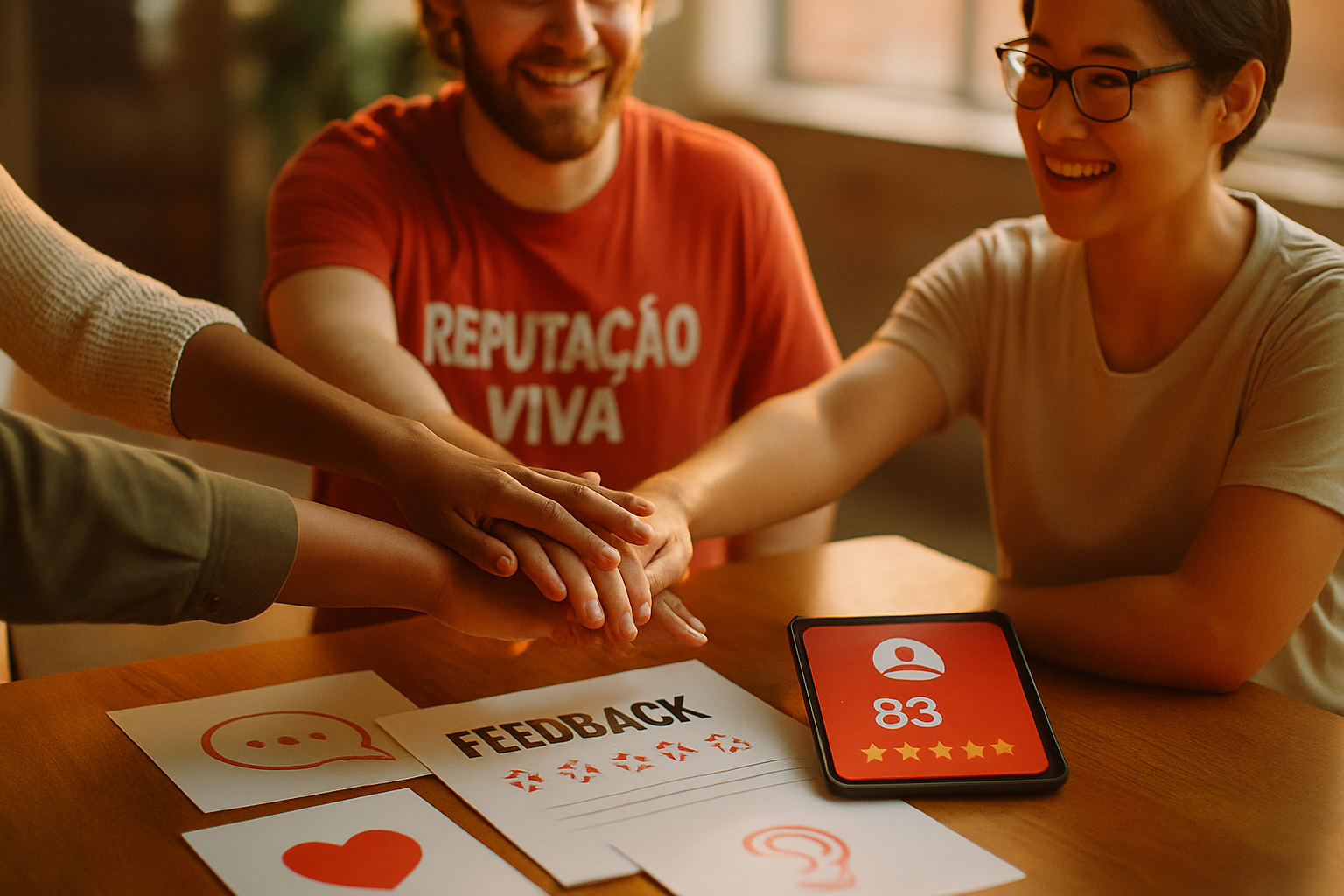 Capa do post ‘Confiança e reputação digital’ com foco em feedback, colaboração e marca viva.