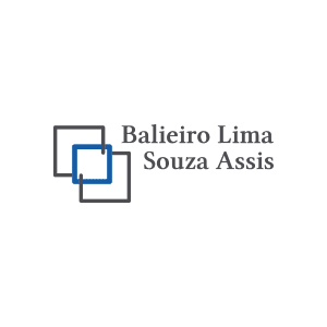 A logo for balieiro lima souza assis with blue squares