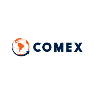 O logotipo da comex tem um globo no meio.