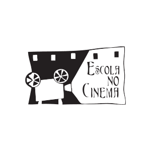 Um logotipo em preto e branco para escola no cinema