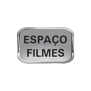 Uma placa prateada que diz espaço filmes