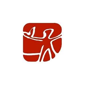 Um quadrado vermelho com a silhueta de uma pessoa dentro