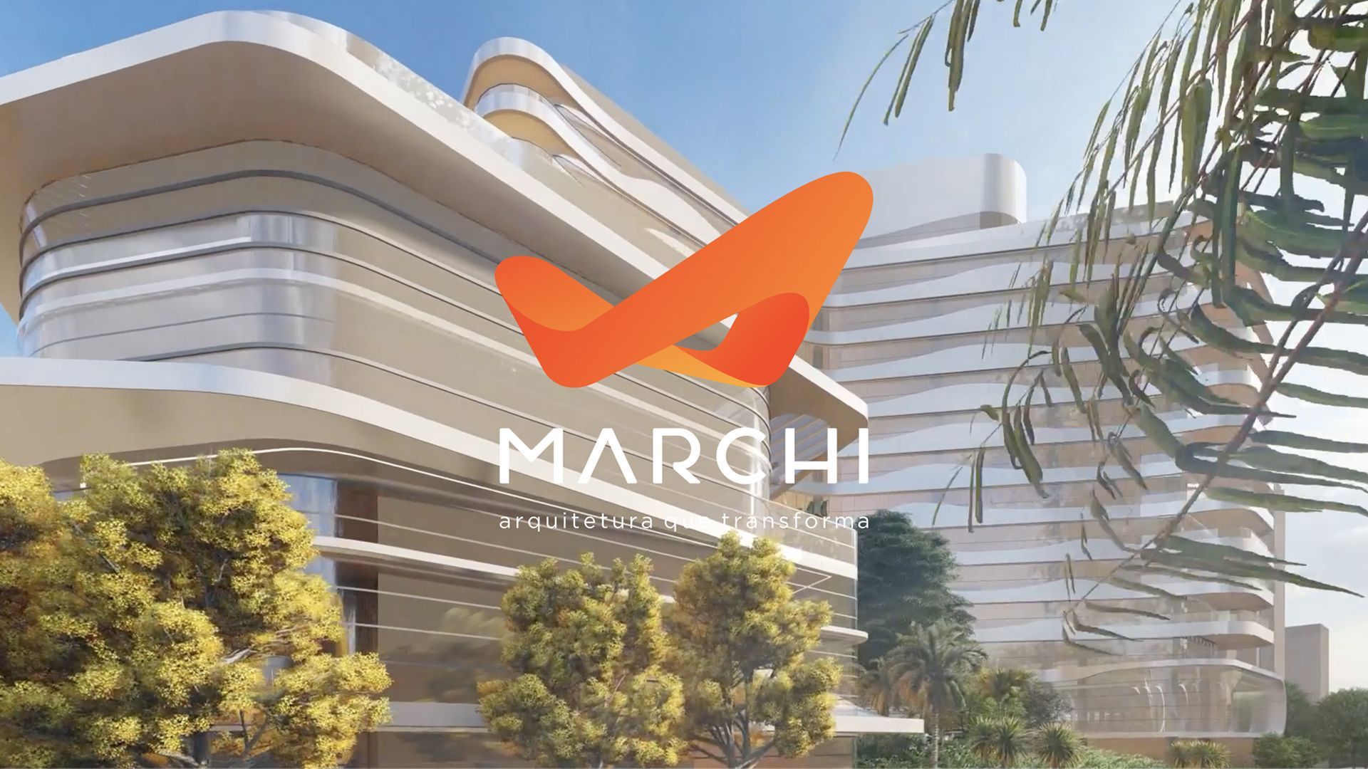 A computer screen shows a building with the word marchi on it.